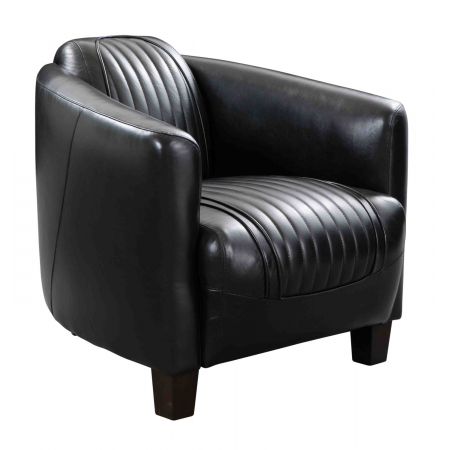 "Anna 2" Clubsessel mit schwarzem Lederbezug