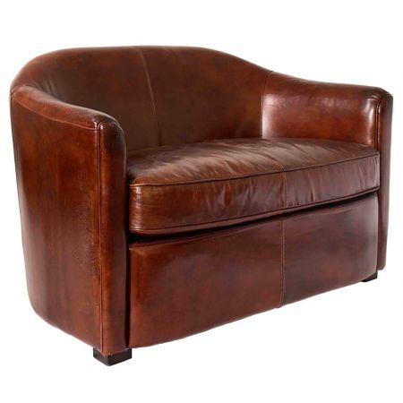 Echtleder Sofa klassisch Seattle Retro Vintage Ledersofa 2-Sitzer