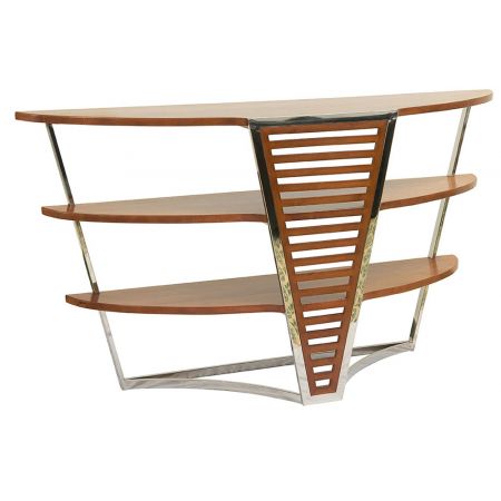 Brunei Etagere Groß Inox Glas Mahagoni
