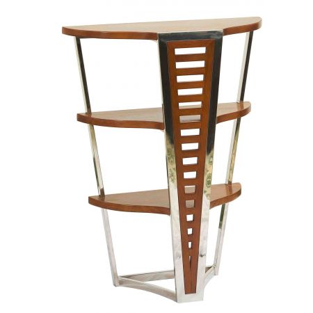 Brunei Etagere Klein Inox Glas Mahagoni