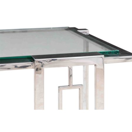 Retro Vintage Art Deco Sofatisch Gamm Couchtisch Inox Glas