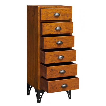 Schrank im Industiellem-Stil aus Holz - 6 Schubladen