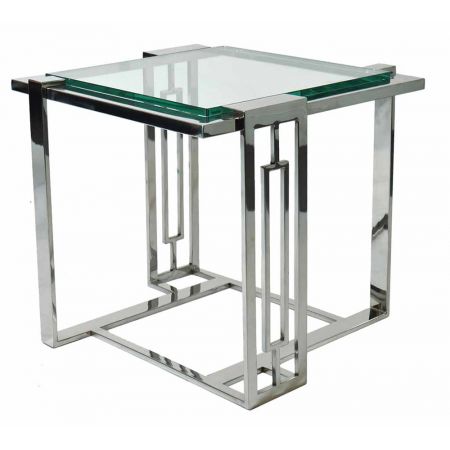 Retro Vintage Art Deco Sofatisch Gamma klein Couchtisch Inox Glas