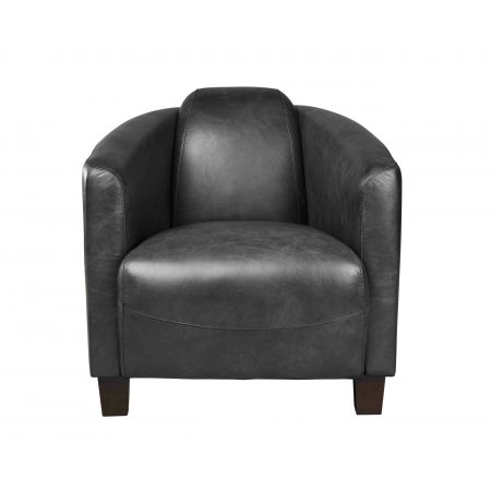 Clubsessel Barquette mit schwarzem Vintage Leder