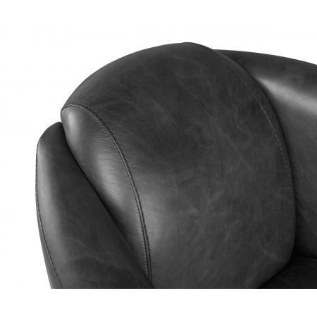 Clubsessel Barquette mit schwarzem Vintage Leder