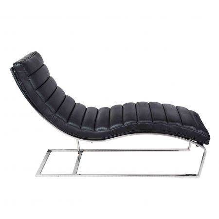 Chaise longue Madrid, Leder Schwarz