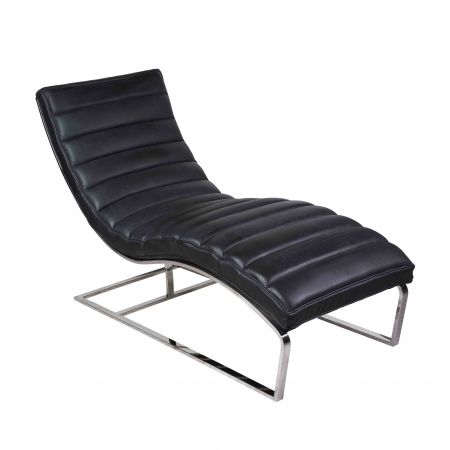 Chaise longue Madrid, Leder Schwarz