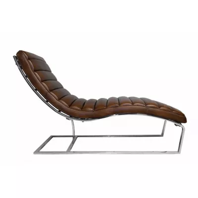 Chaise longue Madrid, Leder Braun