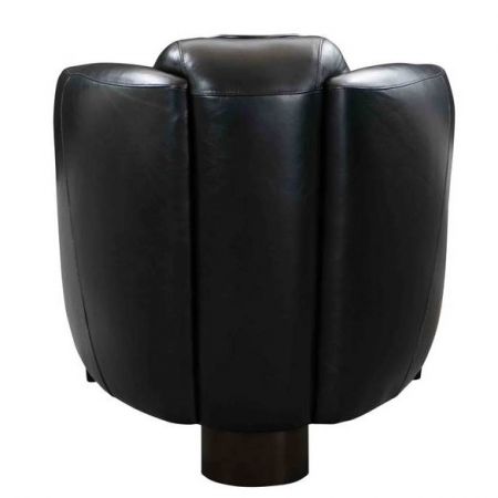 Clubsessel Barquette Sport mit schwarzem Vintage Leder