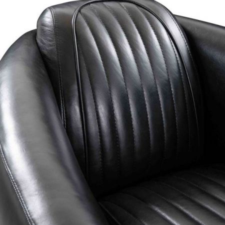 Clubsessel Barquette Sport mit schwarzem Vintage Leder