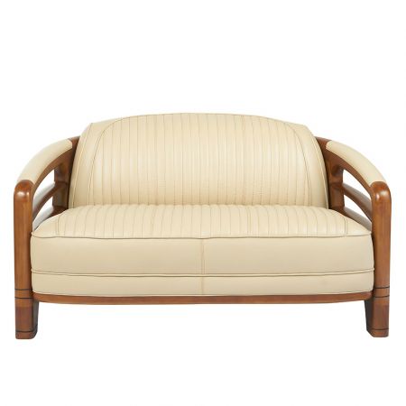 Clubsofa Riviera Vintage 2-Sitzer Leder Elfenbein