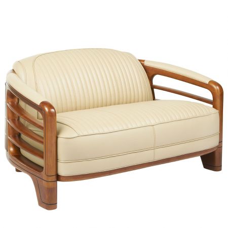 Clubsofa Riviera Vintage 2-Sitzer Leder Elfenbein