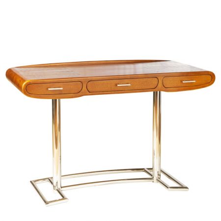 Schreibtisch RIVIERA Mahagoni Inox Stahl