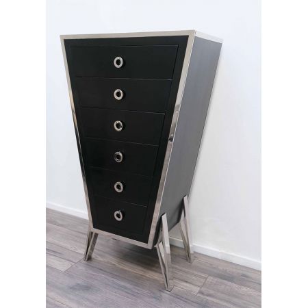 Morris "Delta" Kommode Edelstahl und Holz Schwarz