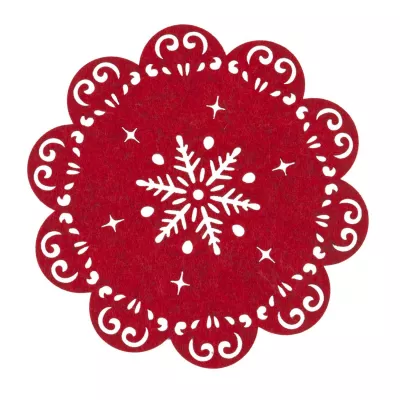 Clayre & Eef Tischset rund mit Sternmuster, rot Ø25 cm