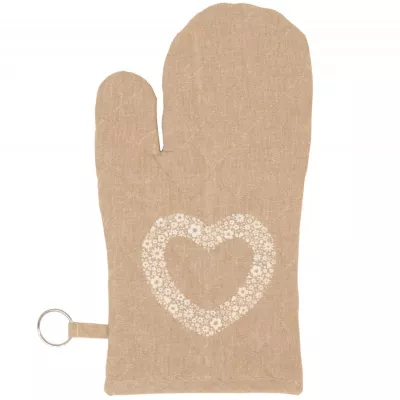 Clayre & Eef Ofenhandschuh natur mit Herz