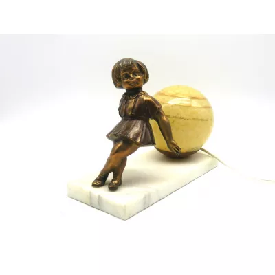 Figur Mädchen mit Kugellampe  Art Deco