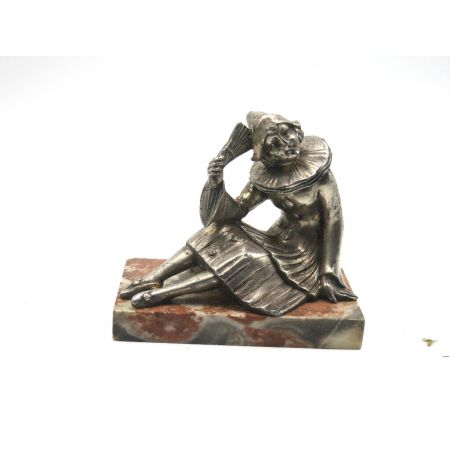 Originale Art déco Buchstütze mit Harlekin Figur