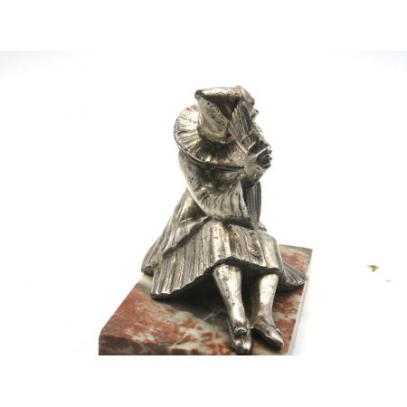 Originale Art déco Buchstütze mit Harlekin Figur