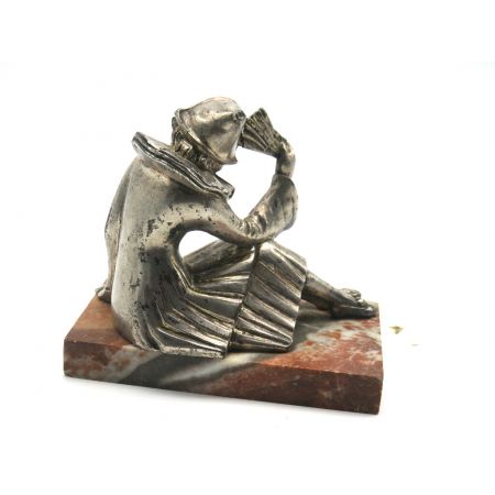 Originale Art déco Buchstütze mit Harlekin Figur