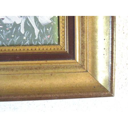 Jugenstil Mädchen Stoffbild goldener rahmen 