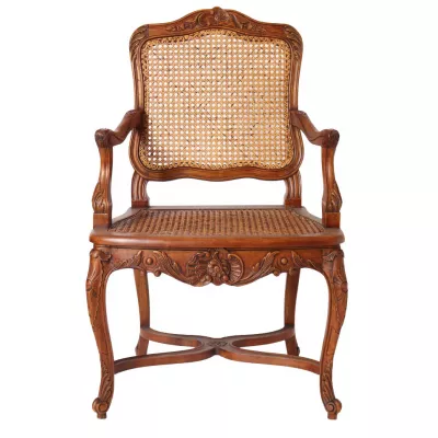 Fauteuil canné Louis XV Armstuhl massives Mahagoniholz