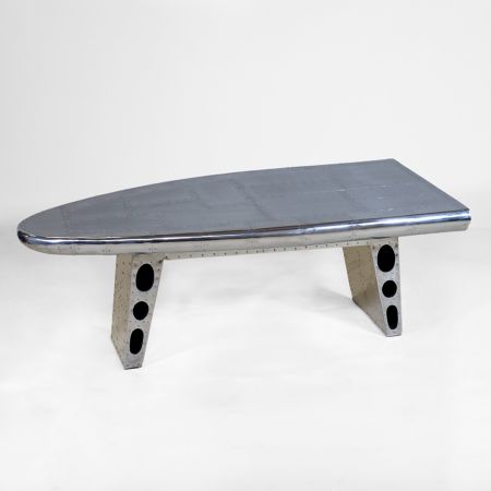 "DC3" Sofatisch Flügel Avion, glänzender Couchtisch, Aluminium Sofatisch, Flügel Tisch, Flugzeug Optik