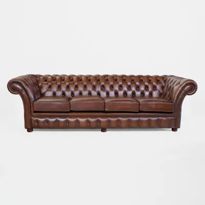 Chesterfield Ledersofa "Empire" 4-Sitzer Original englisch