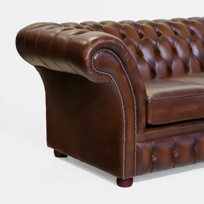 "Fort William" 4-Sitzer Original englisches Chesterfield Ledersofa