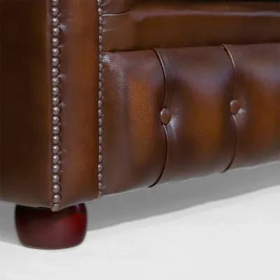 "Fort William" 4-Sitzer Original englisches Chesterfield Ledersofa