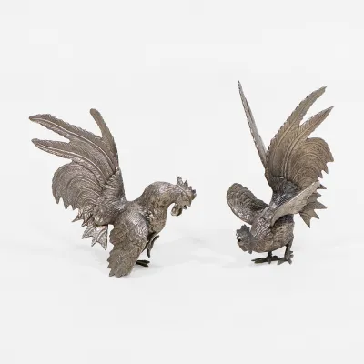 Vintage  Hahn Figuren Paar – dekorative Tierfiguren