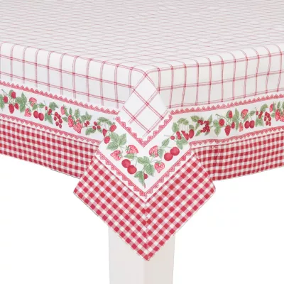Clayre & Eef Tischdecke mit Beeren rot 150*150cm