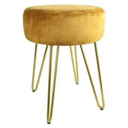 Art déco Stil Hocker de Charlieu aus Metall und Samt, gold Sofort lieferbar