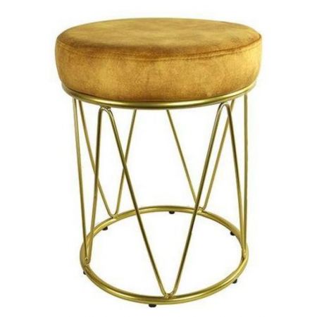 Art déco Stil Hocker de Foix aus Metall und Samt, gold