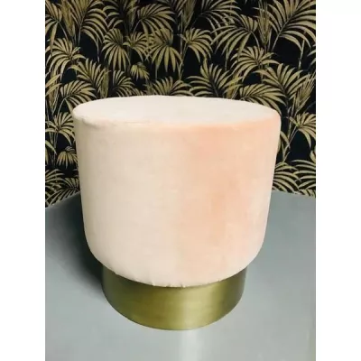 Art déco Stil Pouf Hocker Gaia, Samt, pfirsich