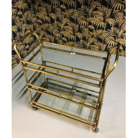 Vergoldeter Rollwagen mit gläsernen Ablageflächen