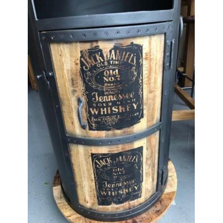 Industrieller Weinschrank Jacky mit Markenaufdruck, S