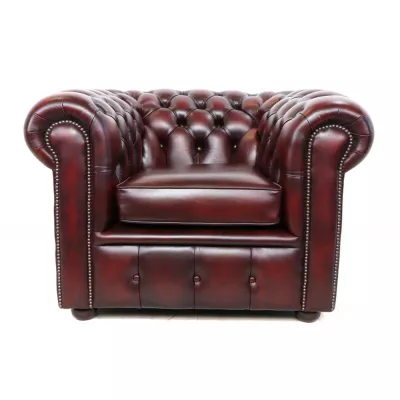 Chesterfield London Classic Sessel in Birch Antik Rot