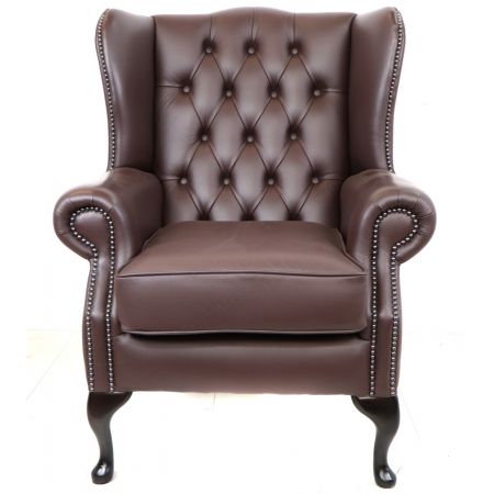 Chesterfield Ohrensessel "Queen Anne" in Birch Mocha - Einzelstück, sofort lieferbar
