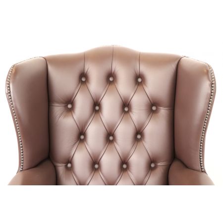 Chesterfield Ohrensessel "Queen Anne" in Birch Mocha - Einzelstück, sofort lieferbar