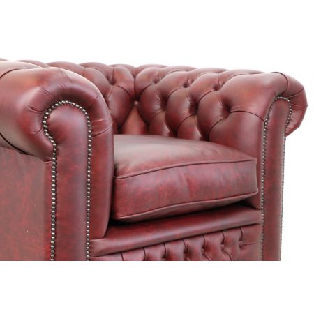 Chesterfield Sessel "Tudor" in rotem Premiumleder - sofort lieferbar