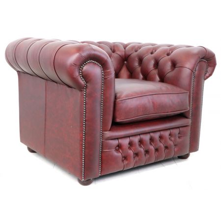 Chesterfield Sessel "Tudor" in rotem Premiumleder - sofort lieferbar