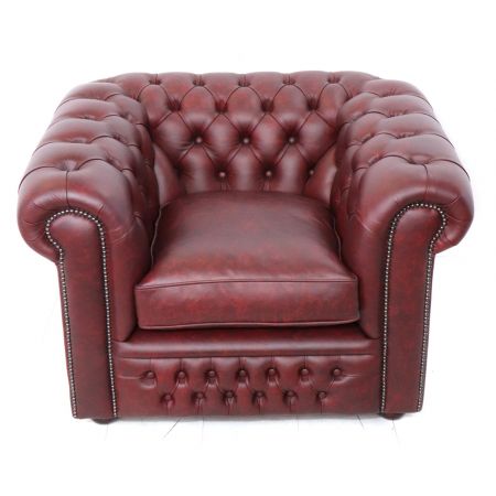 Chesterfield Sessel "Tudor" in rotem Premiumleder - sofort lieferbar