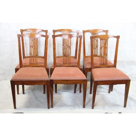 Antiker 6er Satz englischer Rüster Stühle aus Massivholz