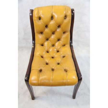 Vintage Chesterfield Stuhlsatz, Regency Stil 5er Satz Stühle Leder