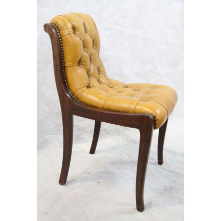 Vintage Chesterfield Stuhlsatz, Regency Stil 5er Satz Stühle Leder