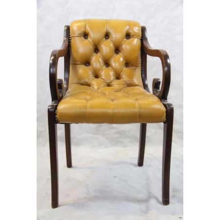 Vintage Chesterfield Stuhlsatz, Regency Stil 5er Satz Stühle Leder