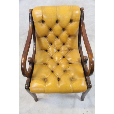 Vintage Chesterfield Stuhlsatz, Regency Stil 5er Satz Stühle Leder