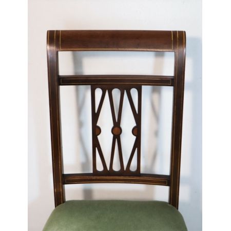 Antiker 4er Satz englische Esszimmerstühle im Regency Stil, Mahagoni, ca. 1900