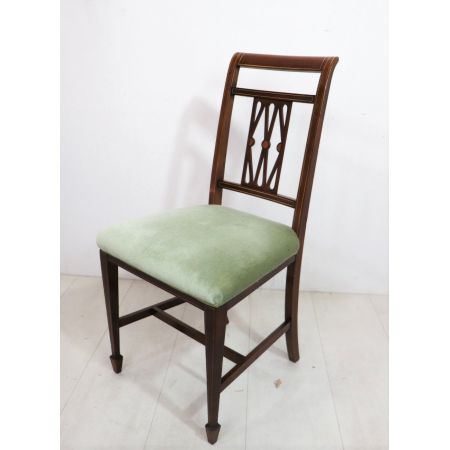 Antiker 4er Satz englische Esszimmerstühle im Regency Stil, Mahagoni, ca. 1900